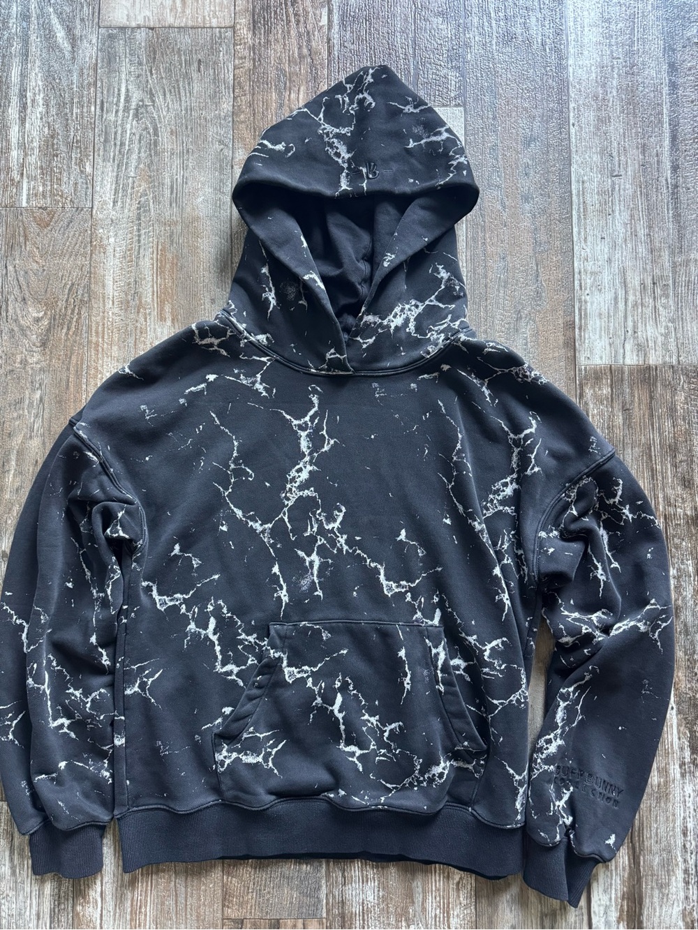 BuffBunny Black Marble-Print Hoodie